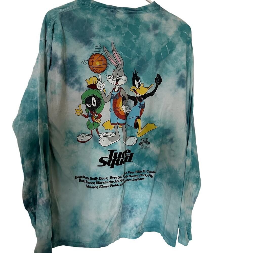 Space Jam Tune Squad Blue/White Tie Dyed Long Sleeve T-Shirt- M
